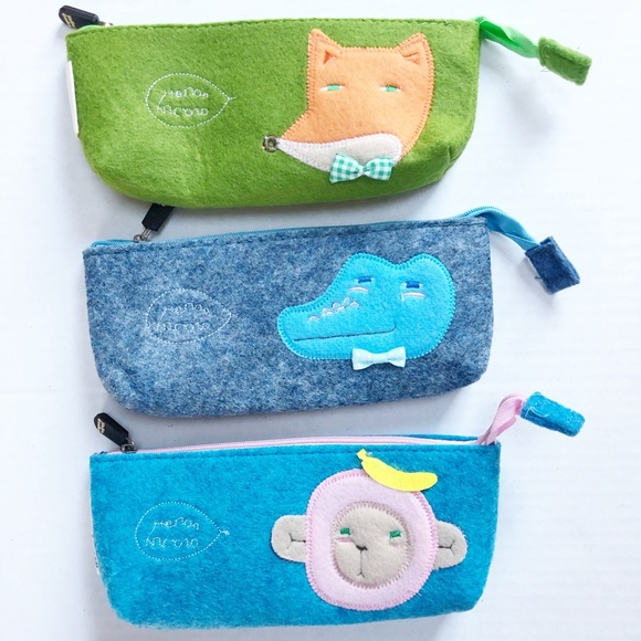 3 New Felt Zippered Bags - Picture 1 of 4